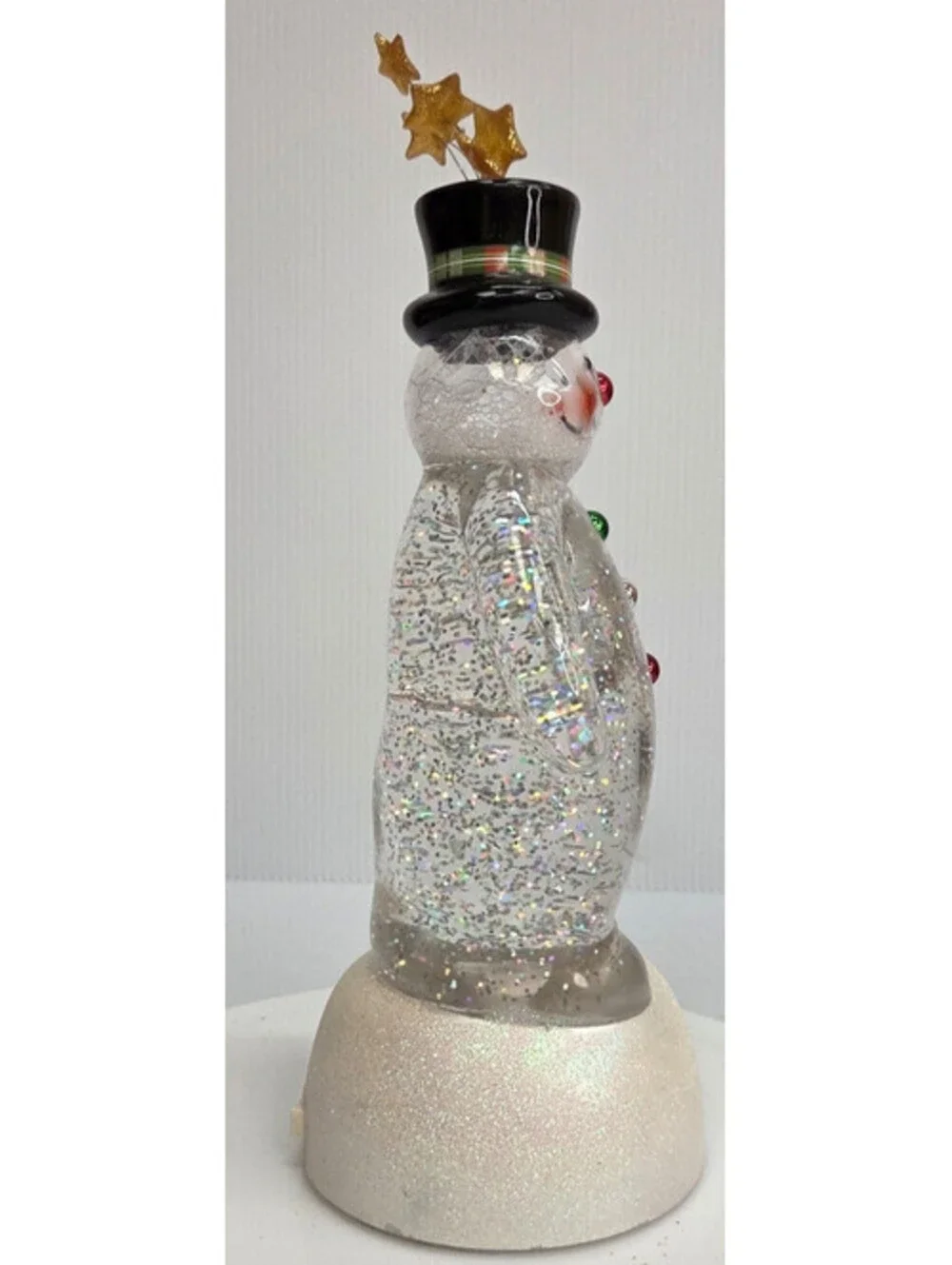 Vintage Animated Snowman Glitter Water Globe Light Up Self Shaking Xmas Decor